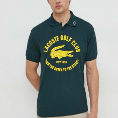 Lacoste tricou polo barbati, culoarea verde, cu imprimeu