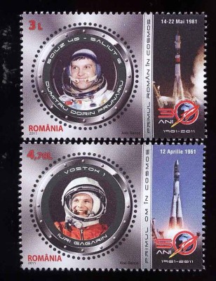 Cosmos, spatiu, Dumitru Prunariu, 2011, LP 1901, MNH foto