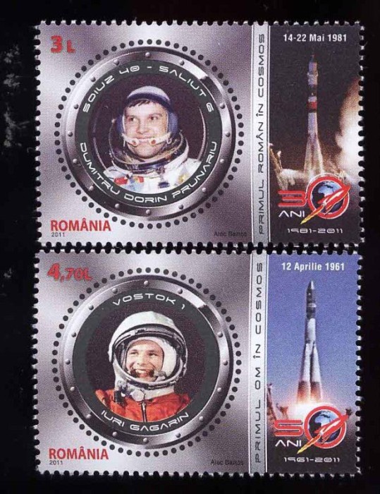 Cosmos, spatiu, Dumitru Prunariu, 2011, LP 1901, MNH