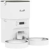 PawHut Hrănitor Automat Pisici 4L Dispenser M&acirc;ncare pentru Pisici/C&acirc;ini 1-6 mese/zi 2 boluri 2 surse de alimentare | Aosom Romania