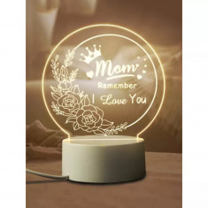 Lampa Decorativa 3D "Mom" - 9.5 x 10.5 x 20 cm