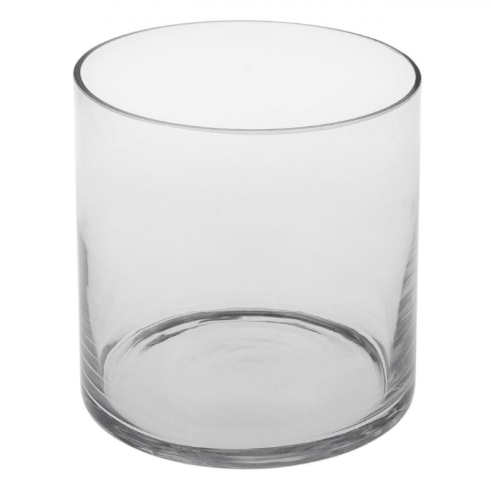 Vază Decorativă, Cilindrică, Sticlă, Transparentă, Diametru 15x15cm