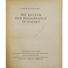 DIE KULTUR DER RENAISSANCE IN ITALIEN von JAKOB BURCKHARDT , 1941