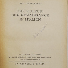 DIE KULTUR DER RENAISSANCE IN ITALIEN von JAKOB BURCKHARDT , 1941