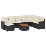 Cumpara ieftin Set mobilier de gradina cu perne, 9 piese, negru, poliratan
