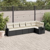 vidaXL Set mobilier de grădină cu perne, 6 piese, negru, poliratan 3252523