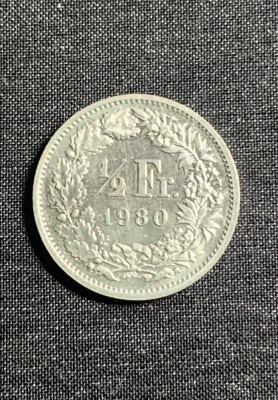 Moneda 1/2 franci 1980 Elvetia foto