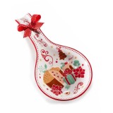 Suport lingura Craciun ceramica multicolora 12x24 cm