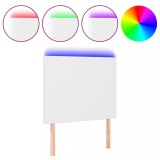 Cumpara ieftin Tablie de pat cu LED, alb, 90x5x118/128 cm, piele ecologica