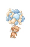Sticker decorativ Ursulet cu Baloane, Multicolor, 85 cm, 5639ST, Oem
