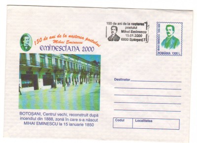 CPIB16982 INTREG POSTAL - EMINESCIANA 2000. BOTOSANI - CENTRUL VECHI foto