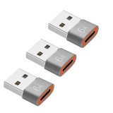 Set 3x Adaptor OTG, de la USB tata la Type-C mama, 60W - Gri, Dactylion