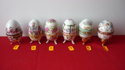 OU - OUA FABERGE DIN PORTELAN Nr. 1 , 2 , 3 , 4, 5, 6. foto