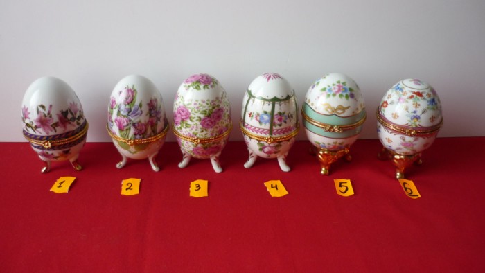 OU - OUA FABERGE DIN PORTELAN Nr. 1 , 2 , 3 , 4, 5, 6.