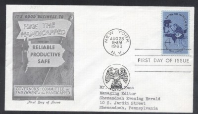 United States 1960 Work for disabled people FDC K.589 foto