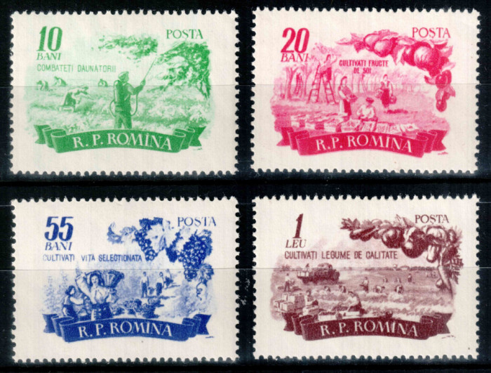 Romania 1955, LP 396, Pomicultura si legumicultura, serie cu sarniera, MH*