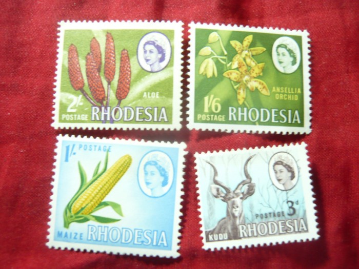 Serie Rhodesia 1967 R. Elisabeta , 4 valori