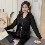 Cumpara ieftin Set Pijama de Dama 2 Piese din Satin, Negru - MEI82