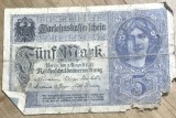 BNKSTR01DE Bancnotă Germania Imperială (WWI) - 5 Mark 1917, Darlehnskassenschein, istorie veche