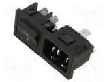Conector alimentare AC soclu tată 10A 250VAC IEC 60320 BULGIN