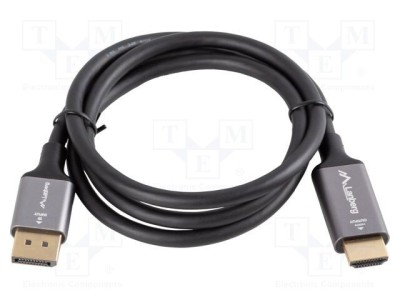 Cablu LANBERG DisplayPort la HDMI 1m negru HDMI 2.0 DisplayPort 1.2 foto