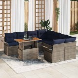 vidaXL Set de canapele pentru grădină 9 pcs Gri Rattan poli 3358054