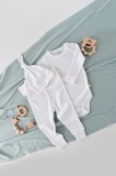 Set 3 piese: body cu maneca lunga, pantaloni lungi si caciulita din bumbac organic si modal - Alb, BabyCosy (Marime: 12-18 Luni)