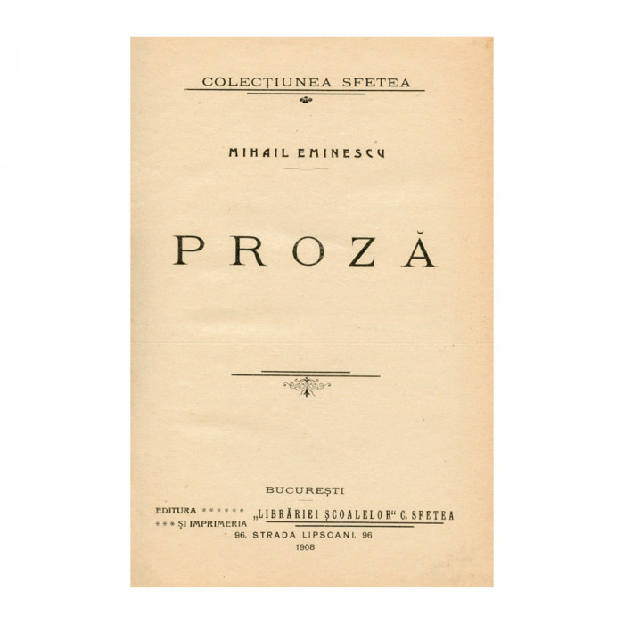 Mihail Eminescu, Proză, 1908