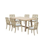 Cumpara ieftin Set 7 buc masă și scaune de grădină Malibu-Bolen Bej 170x90x75.5 cm