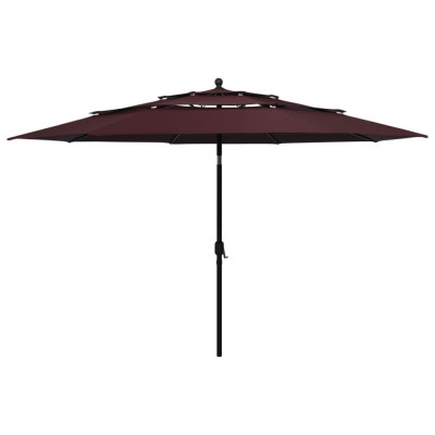 vidaXL Umbrelă de soare 3 niveluri, st&amp;acirc;lp aluminiu, roșu bordo, 3,5 m foto