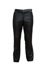 Pantalon la dunga, de culoare gri, din material cu aspect lucios foto