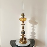 Lampa Petrol Bronz Sculptura Renascentista Vintage Fantana Triton 78cm, Decor Unicat Colectie