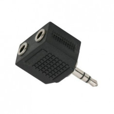 Adaptor audio, mufa stereo Jack 3.5 mm, 2 prize stereo Jack 3.5 mm- ElectroAZ foto