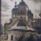 Tuș/ vechi Biserica Radu--Voda Bucharest 1918 / semnat .passepartout.Redus