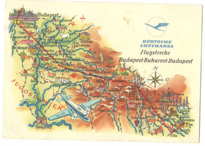 SV * DEUTSCHE LUFTHANSA * LINIILE AERIENE GERMANIA * ZBOR BUCURESTI - BUDAPESTA