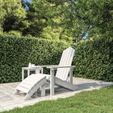 VidaXL Scaun de grădină Adirondack cu suport pentru picioare alb HDPE