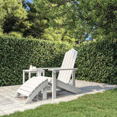 Scaun de grădină Adirondack cu suport pentru picioare alb HDPE foto