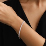 Bratara cuart Opal sau piatra lunii, cca 47 pietricele mici 4 mm alb-albastru