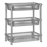 Etajeră Bucătărie, Model 3 Rafturi, Culoare Gri, Dimensiuni 54.5x19.5x50.5 cm, Plastic, Oem