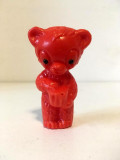 * Figurina vintage ursulet plastic rosu, 7cm , colectie, vechi