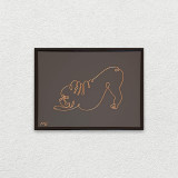 Tablou Bulldog francez rasfatat, sculptura din fir continuu de sarma placata cu aur,19&times;25 cm