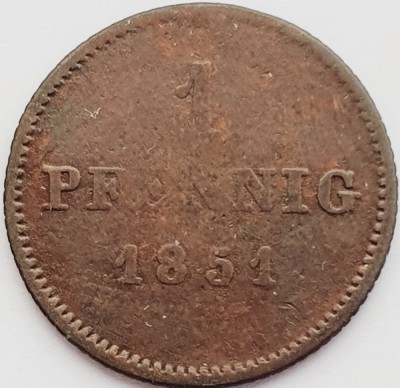 2447 Germania Bavaria 1 pfennig 1851 Ludwig I, Maximilian II km 797 foto