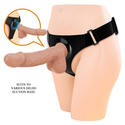 Strap-on Harness Briefs Jerry, Fixare cu Ventuza, TPR Dubla Densitate, Natural, 21.8 cm foto