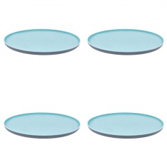 Set farfurii 4 piese, intinse de plastic, Turcoaz Gri, diametru 25 cm
