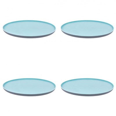 Set farfurii 4 piese, intinse de plastic, Turcoaz Gri, diametru 25 cm foto