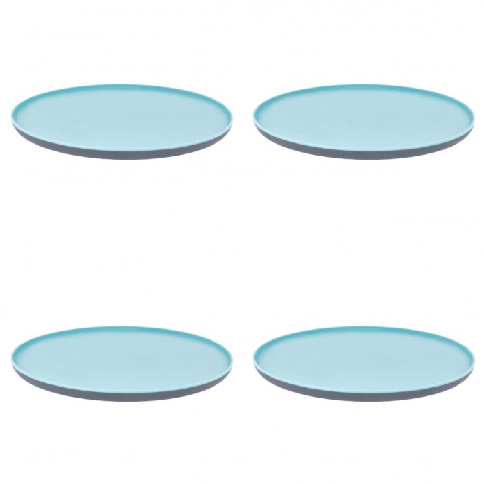 Set farfurii 4 piese, intinse de plastic, Turcoaz Gri, diametru 25 cm