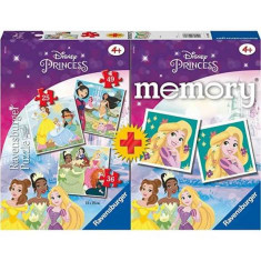 Puzzle + Joc Memory Printesele Disney, 25/36/49 Piese