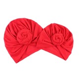 Set turbane mama-copil cu pampoane, rosu