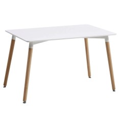 Masa bucatarie si living AB673, blat MDF, picioare lemn, 4 persoane, alb