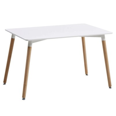 Masa bucatarie si living AB673, blat MDF, picioare lemn, 4 persoane, alb foto